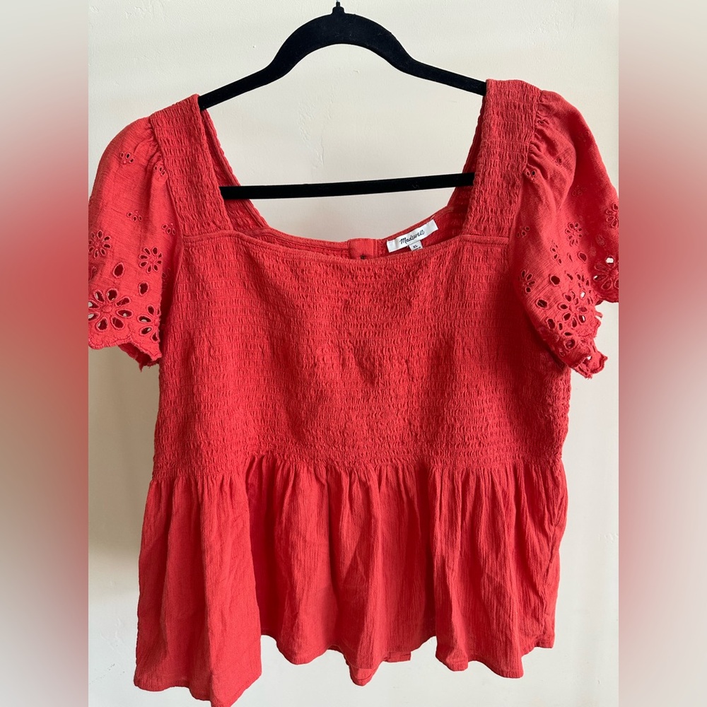 Madewell Smocked Square Neck Top